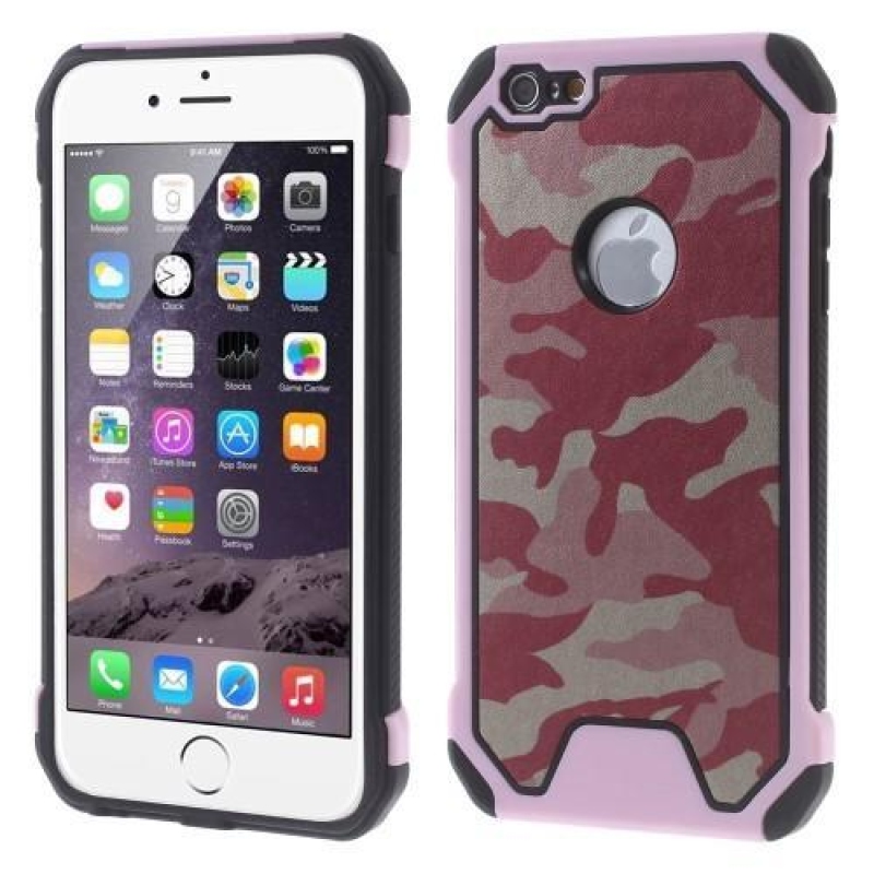 Camouflage hibrid tartós tok iPhone 6 és iPhone 6s készülékhez - Rózsaszín