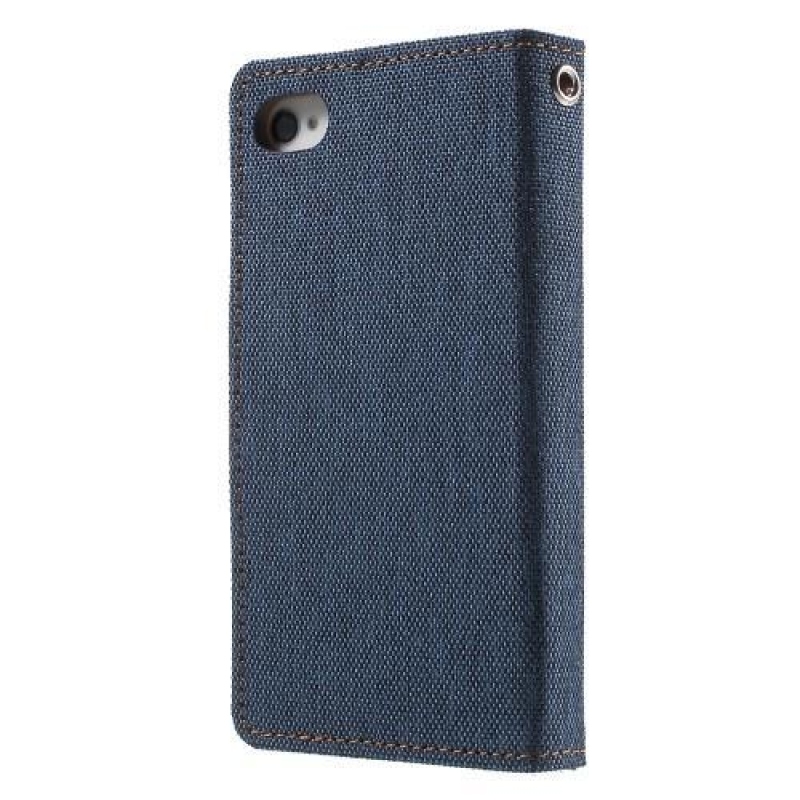 Vászon PU bőr / textil tok iPhone 4s és 4 - farmer