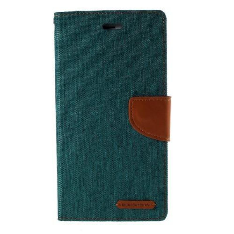 Vászon PU bőr/textil tok iPhone 6s Plus és 6 Plus készülékhez - teáskék színű