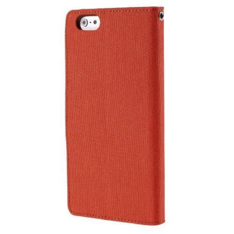 Vászon PU bőr/textil tok iPhone 6s Plus és 6 Plus készülékhez - narancssárga színű
