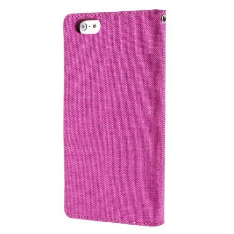 Vászon PU bőr/textil tok iPhone 6s Plus és 6 Plus készülékhez - rózsaszínű