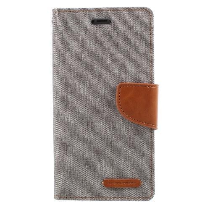 Vászon PU bőr/textil tok iPhone X készülékhez - szürke