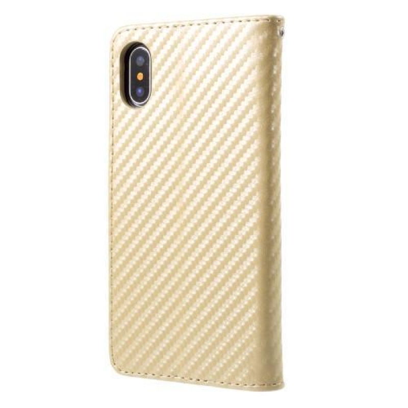 Carb texturált pénztárca tok iPhone X készülékhez - arany színben