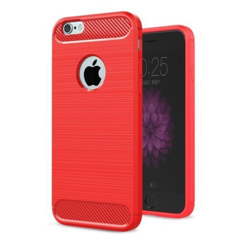 Carbo tartós zselés tok csiszolással iPhone 6 Plus és iPhone 6s Plus készülékhez - piros színű