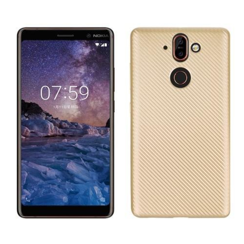 Széngél mobil tok Nokia 8 Sirocco - arany színben