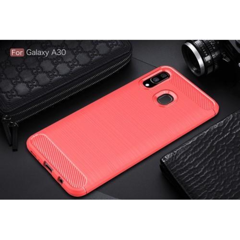 Szén-gél tok Samsung Galaxy A30 / A20 készülékhez - piros