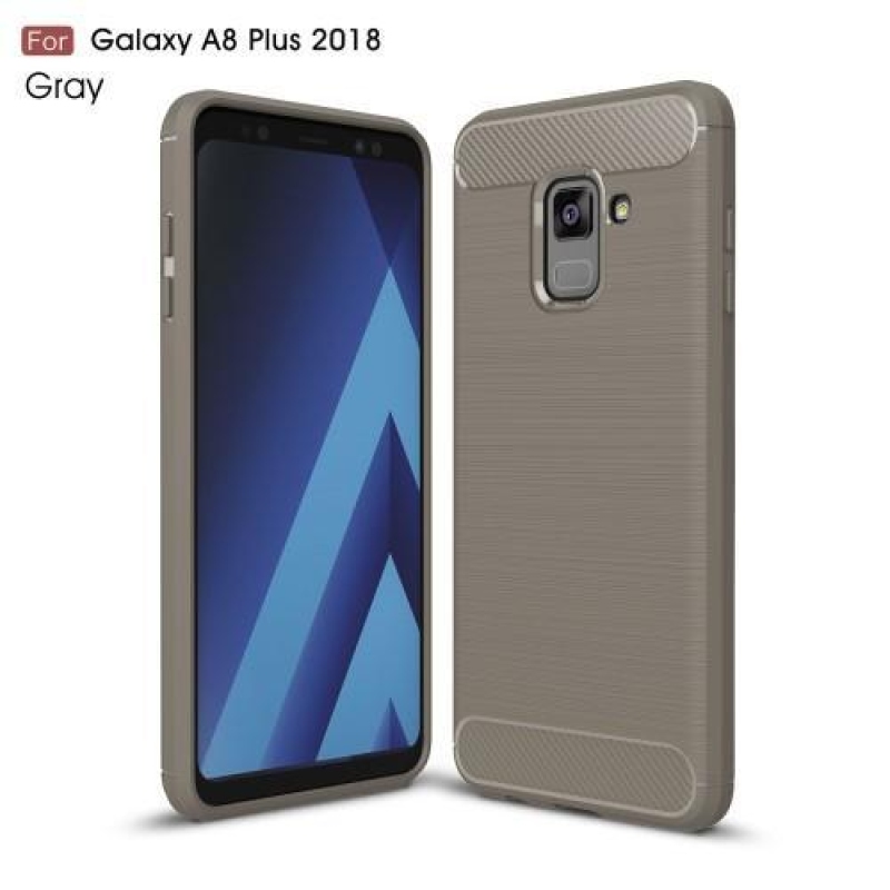 Szénálló zselés tok textúrával a Samsung Galaxy A8 Plus (2018) készülékhez - szürke