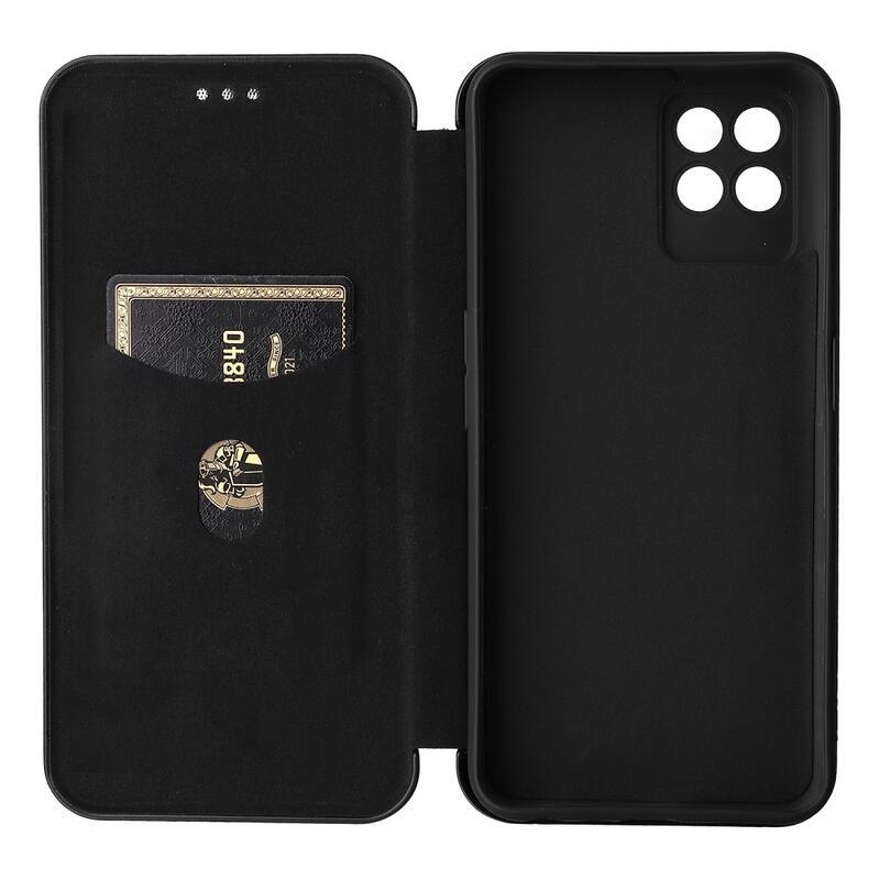 Szénszálas pénztárca tok a Realme 8i készülékhez - fekete