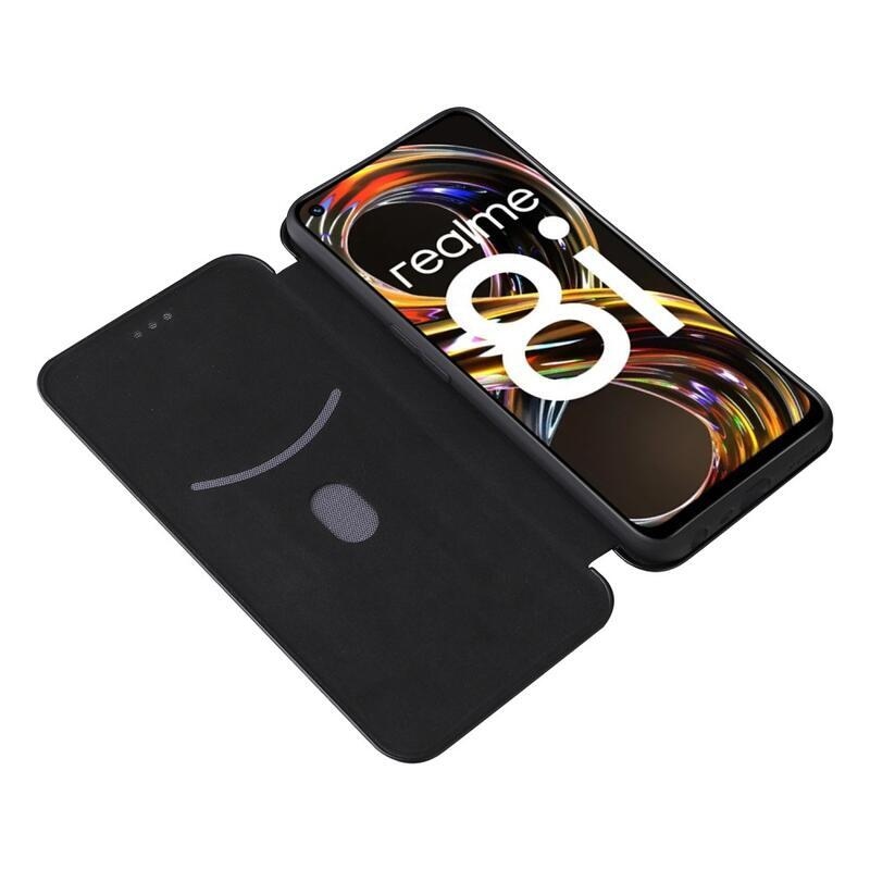 Szénszálas pénztárca tok a Realme 8i készülékhez - fekete