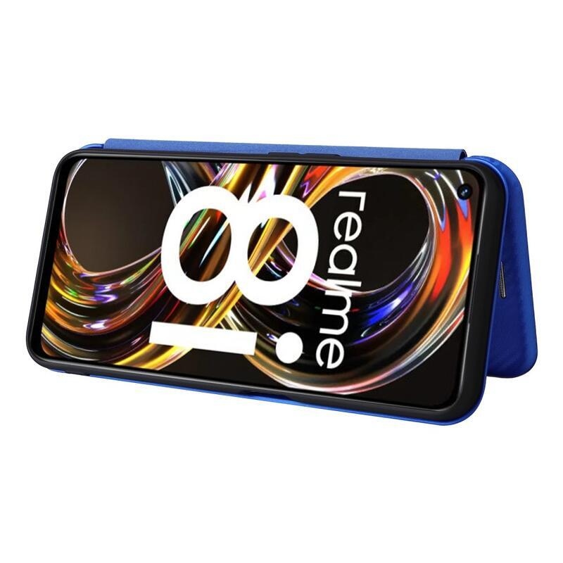 Szénszálas pénztárca tok a Realme 8i készülékhez - kék