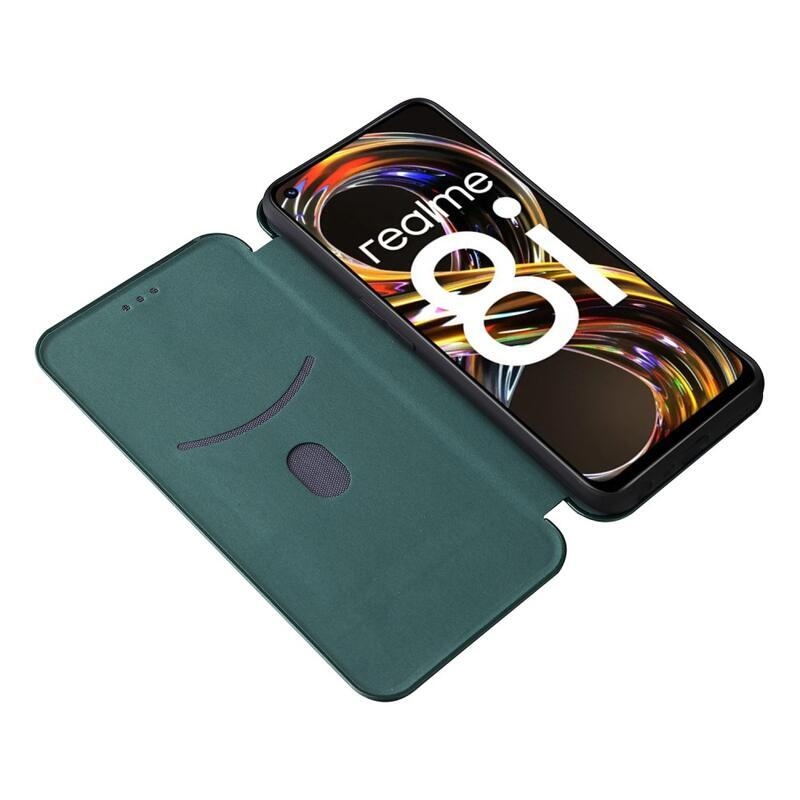 Szénszálas pénztárca tok a Realme 8i készülékhez - zöld
