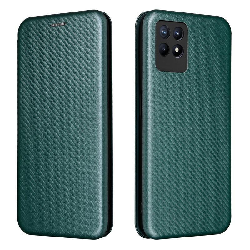 Szénszálas pénztárca tok a Realme 8i készülékhez - zöld
