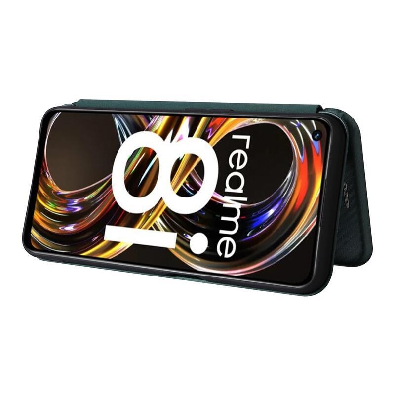 Szénszálas pénztárca tok a Realme 8i készülékhez - zöld