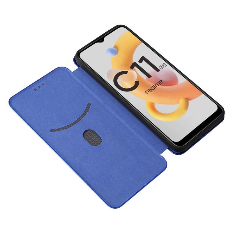 Szénszálas pénztárca tok Realme C11 (2021) - kék