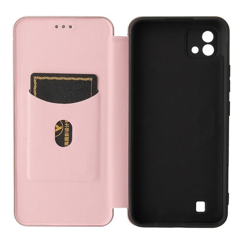Szénszálas pénztárca tok mobilhoz Realme C11 (2021) - rózsaarany