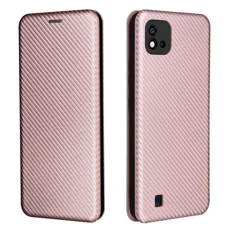 Szénszálas pénztárca tok mobilhoz Realme C11 (2021) - rózsaarany