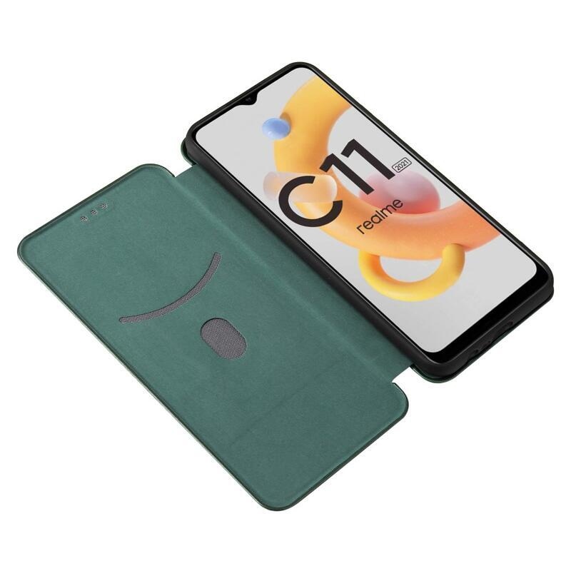 Szénszálas pénztárca tok mobilhoz Realme C11 (2021) - zöld