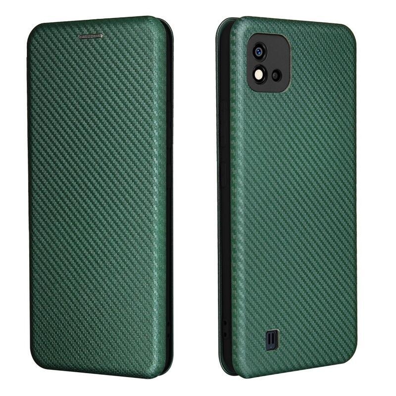 Szénszálas pénztárca tok mobilhoz Realme C11 (2021) - zöld