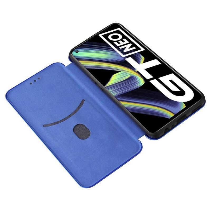 Karbon pénztárca mobiltáska Realme GT 5G - kék