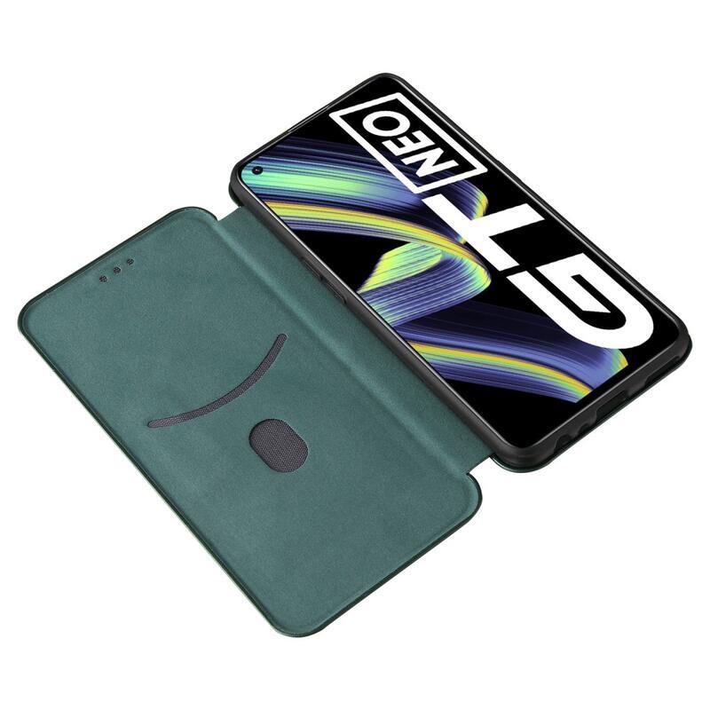 Szénszálas pénztárca tok mobilhoz Realme GT 5G - zöld