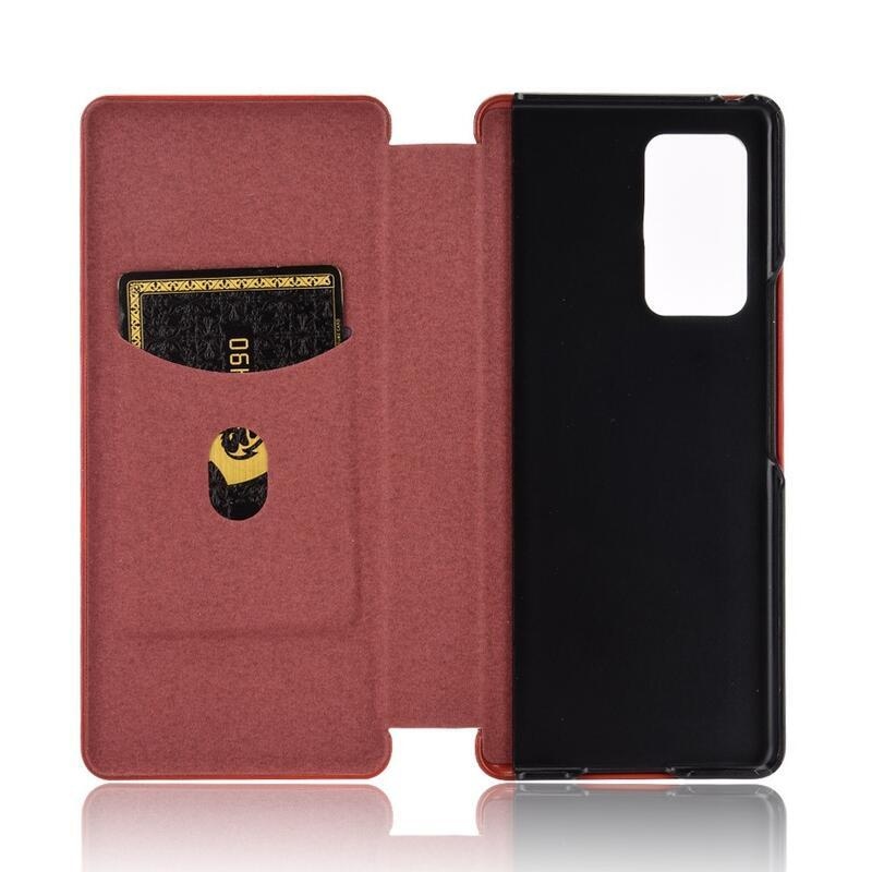 Szénszálas pénztárca tok Samsung Galaxy Z Fold2 5G - piros