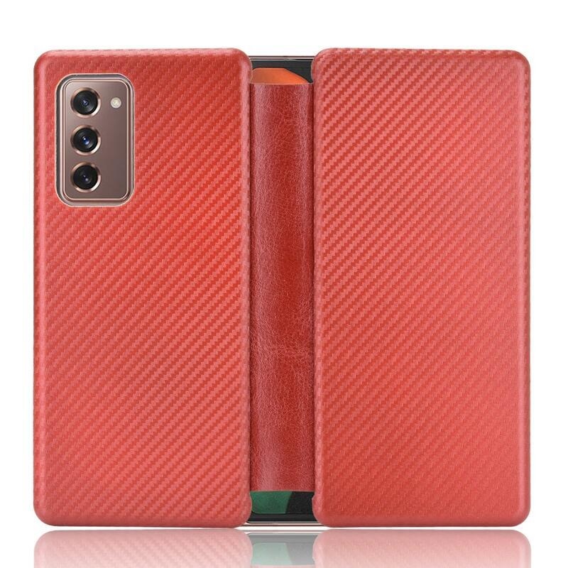 Szénszálas pénztárca tok Samsung Galaxy Z Fold2 5G - piros