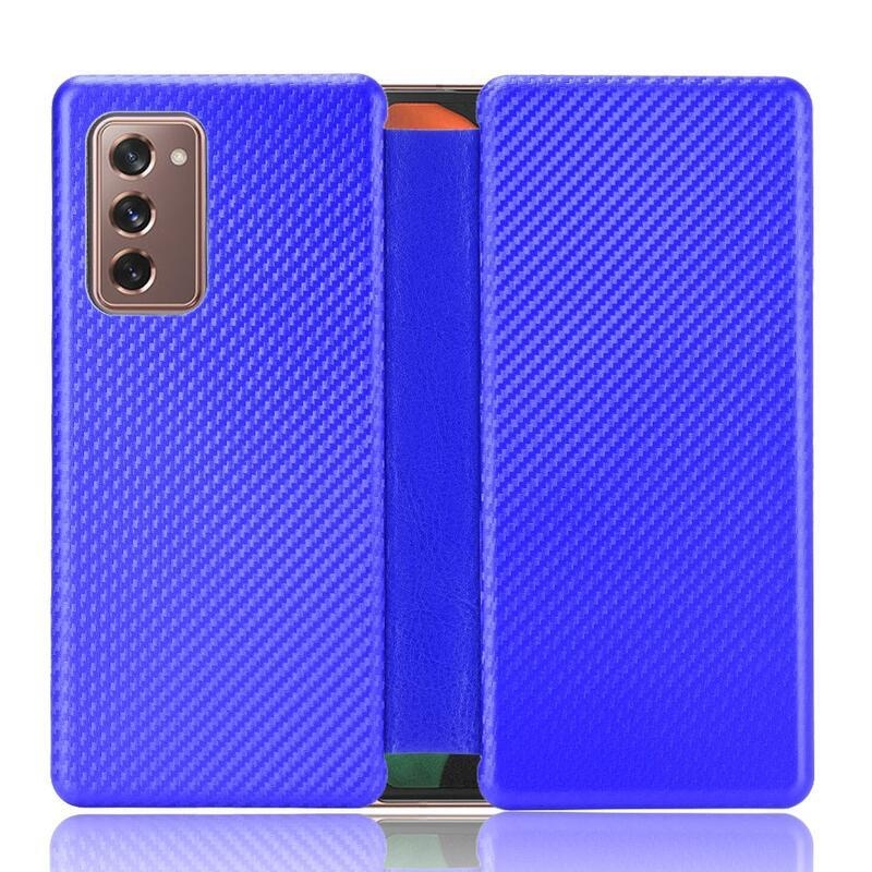 Szénszálas pénztárca tok a Samsung Galaxy Z Fold2 5G készülékhez - kék