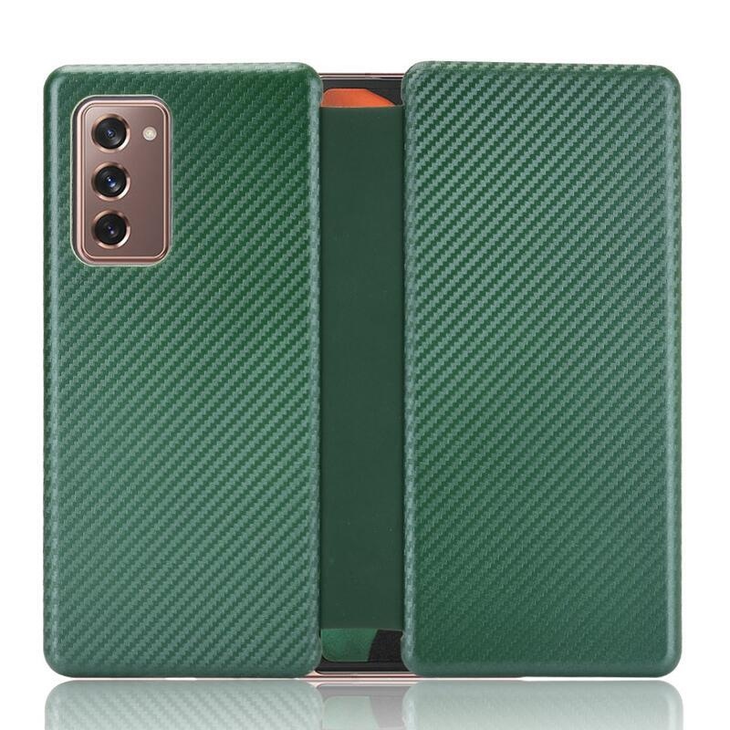Szénszálas pénztárca tok a Samsung Galaxy Z Fold2 5G készülékhez - zöld