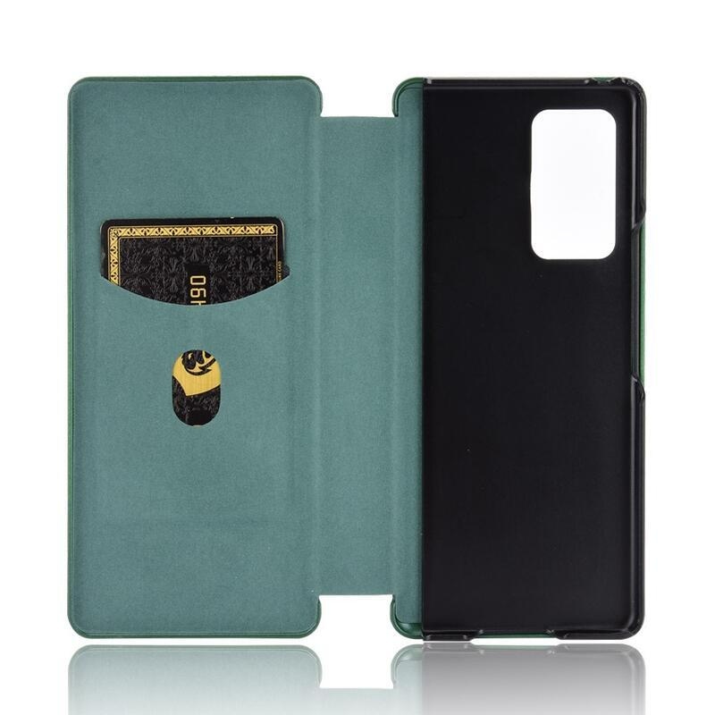 Szénszálas pénztárca tok a Samsung Galaxy Z Fold2 5G készülékhez - zöld