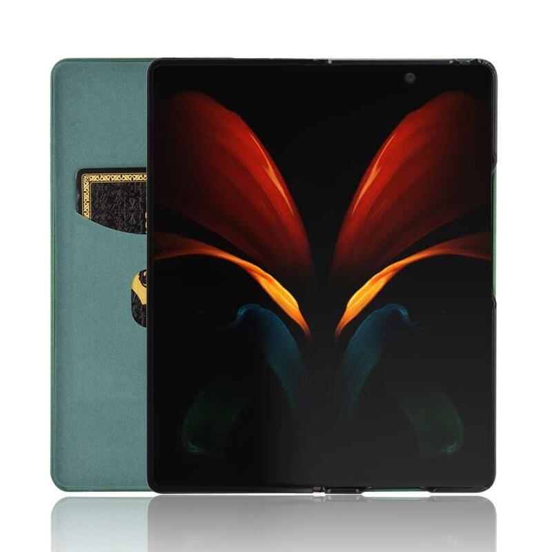 Szénszálas pénztárca tok a Samsung Galaxy Z Fold2 5G készülékhez - zöld