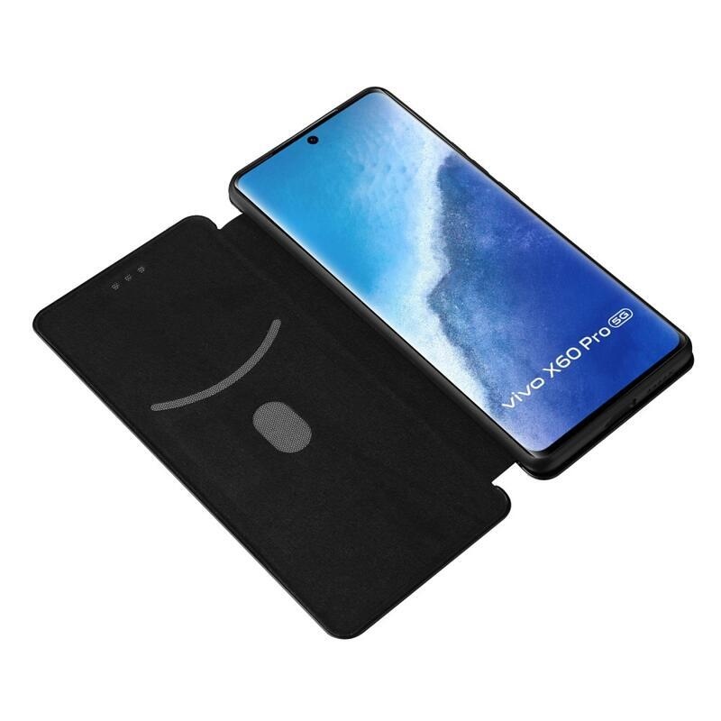 Szénszálas pénztárca tok a Vivo X60 Pro 5G készülékhez - fekete