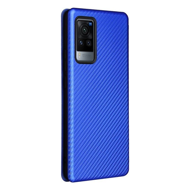 Szénszálas pénztárca tok a Vivo X60 Pro 5G készülékhez - kék