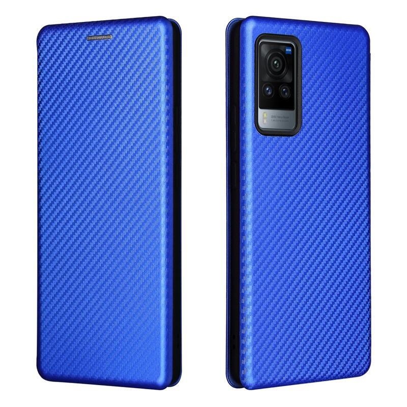 Szénszálas pénztárca tok a Vivo X60 Pro 5G készülékhez - kék