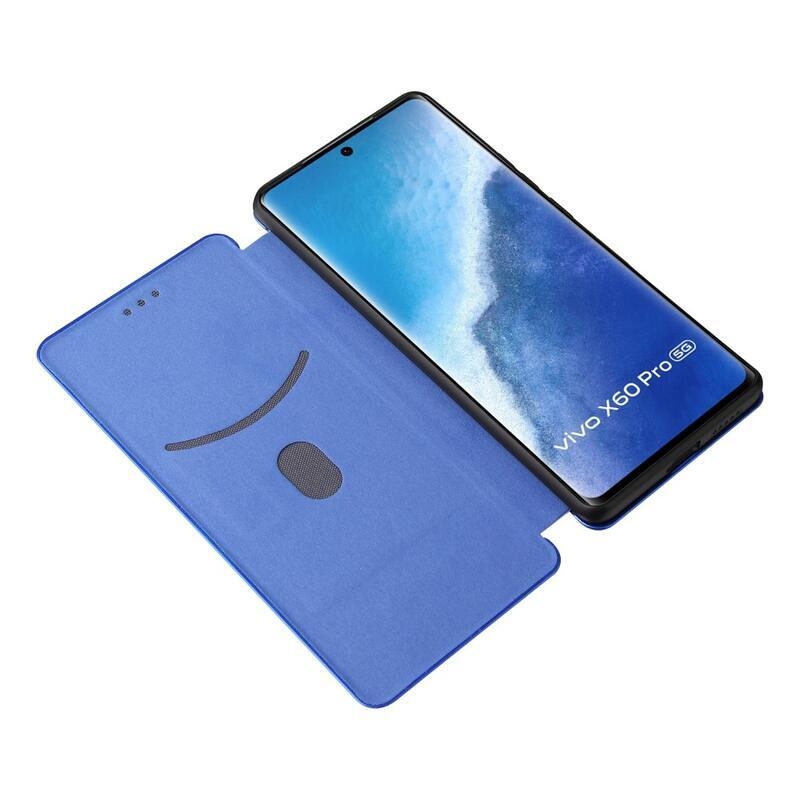 Szénszálas pénztárca tok a Vivo X60 Pro 5G készülékhez - kék