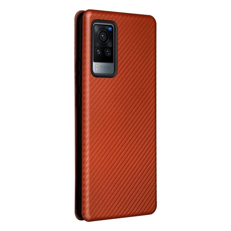Szénszálas pénztárca tok Vivo X60 Pro 5G - narancssárga