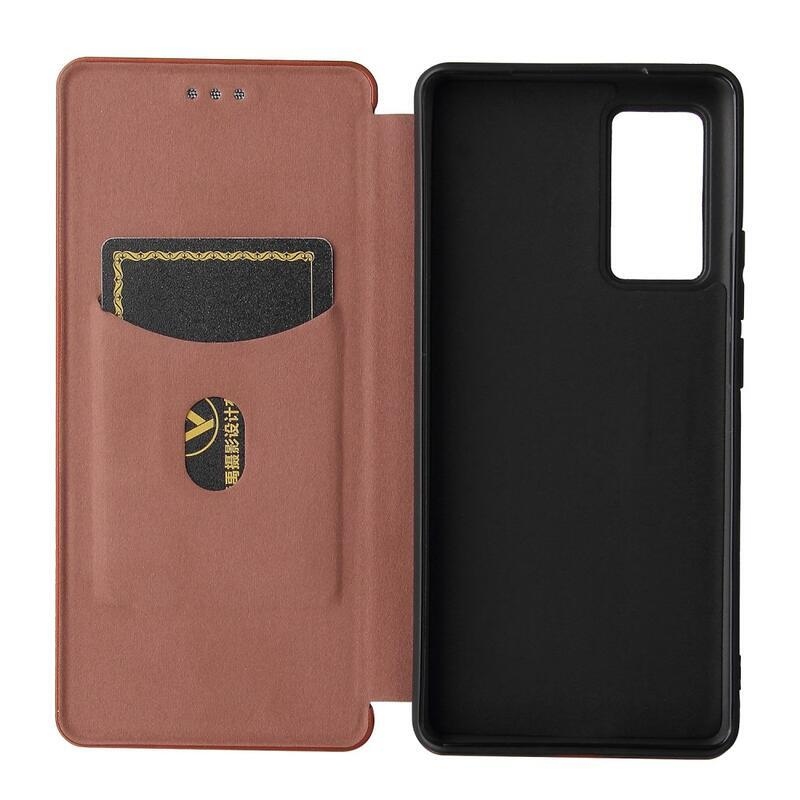Szénszálas pénztárca tok Vivo X60 Pro 5G - narancssárga