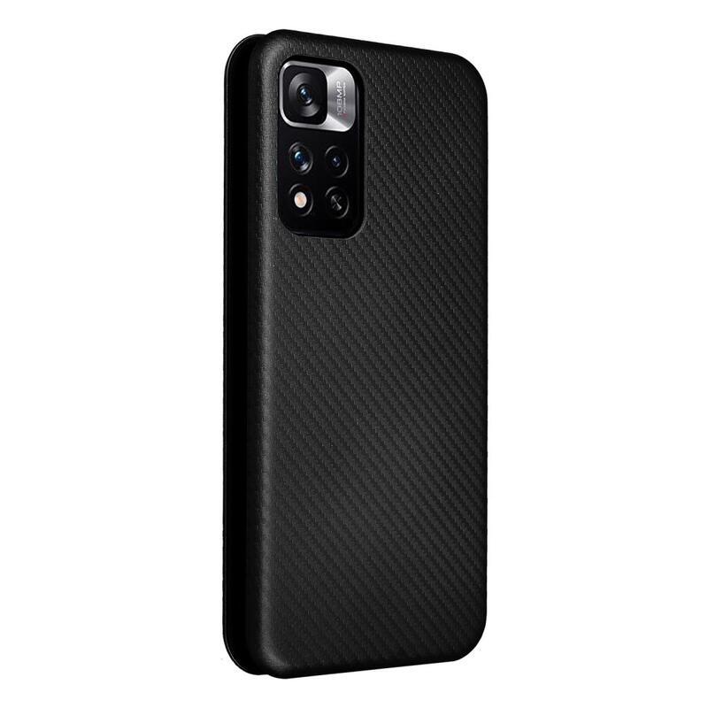 Szénszálas pénztárca tok Xiaomi Poco M4 Pro 5G/Redmi Note 11S 5G - fekete
