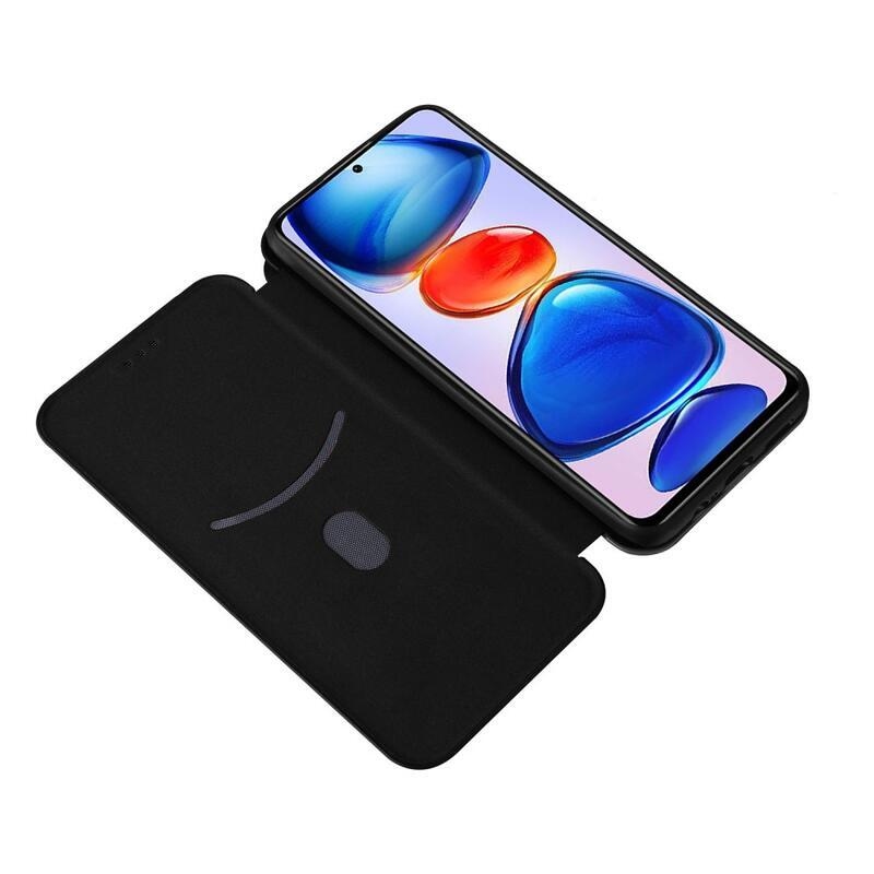 Szénszálas pénztárca tok Xiaomi Poco M4 Pro 5G/Redmi Note 11S 5G - fekete