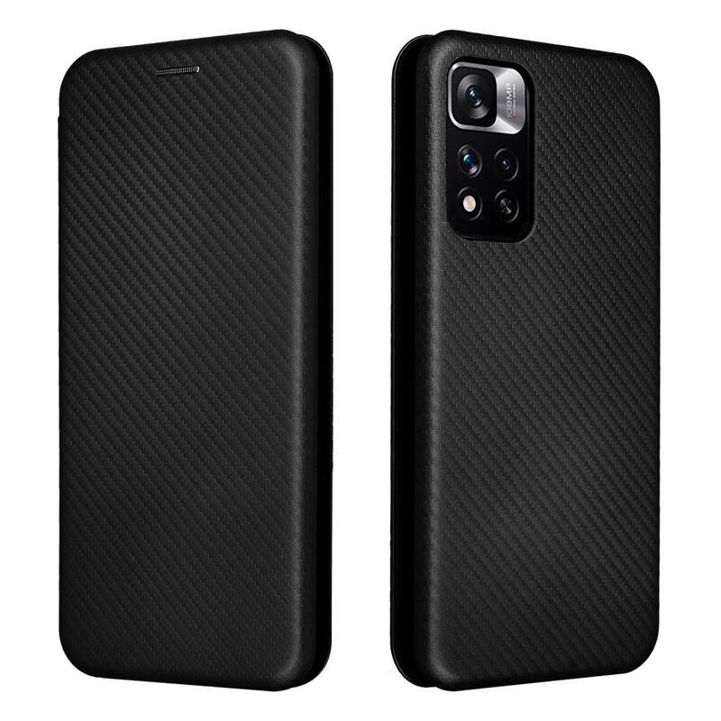 Szénszálas pénztárca tok Xiaomi Poco M4 Pro 5G/Redmi Note 11S 5G - fekete