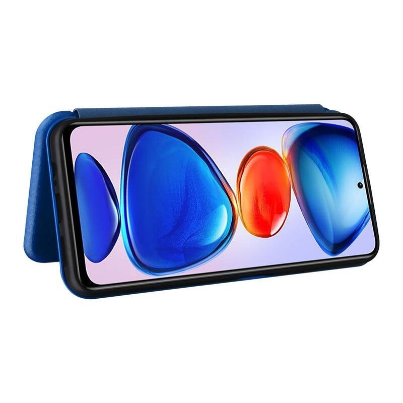 Szénszálas pénztárca tok Xiaomi Poco M4 Pro 5G/Redmi Note 11S 5G - kék