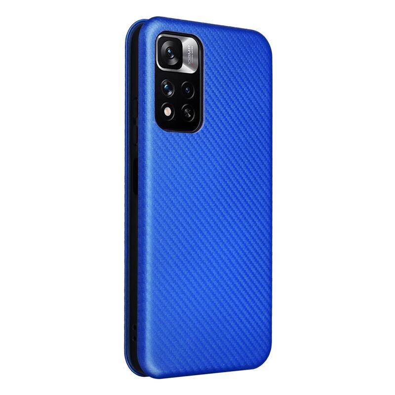 Szénszálas pénztárca tok Xiaomi Poco M4 Pro 5G/Redmi Note 11S 5G - kék