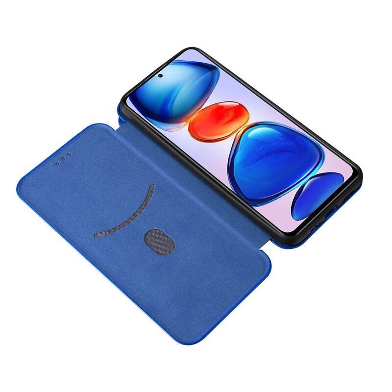Szénszálas pénztárca tok Xiaomi Poco M4 Pro 5G/Redmi Note 11S 5G - kék