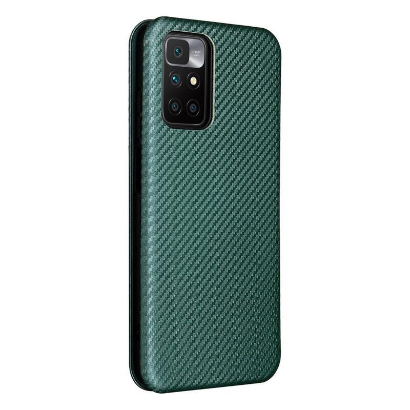 Szénszálas pénztárca tok Xiaomi Redmi 10/Redmi 10 (2022) - zöld
