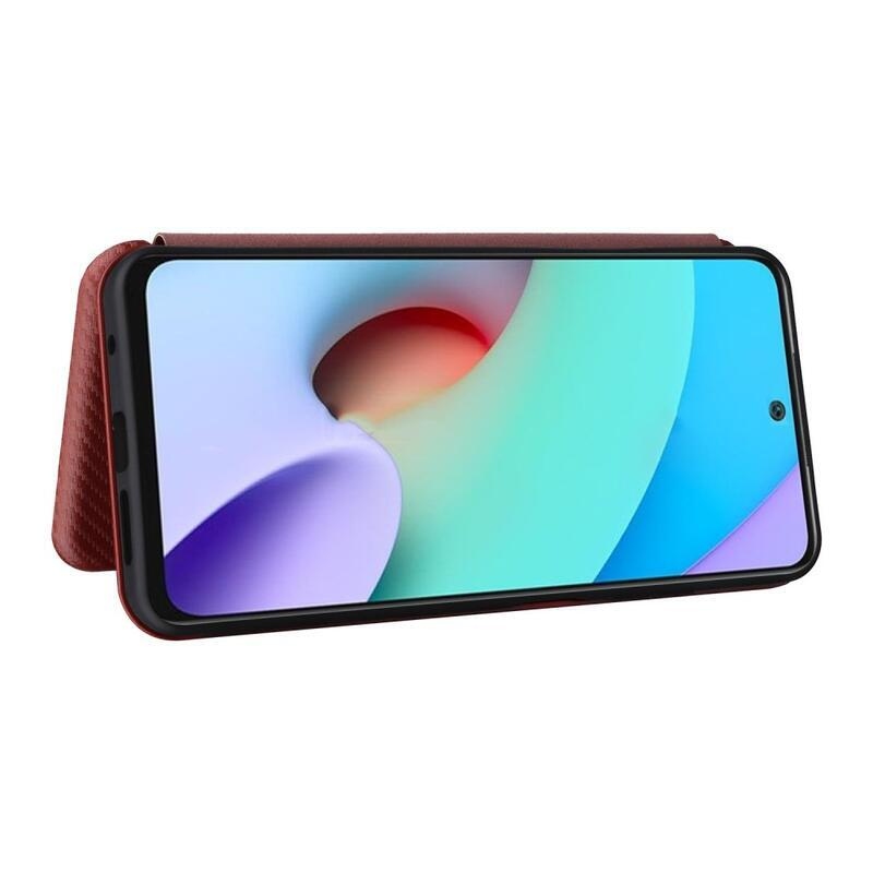 Szénszálas pénztárca tok Xiaomi Redmi Note 11 4G/Note 11S 4G - narancssárga színben