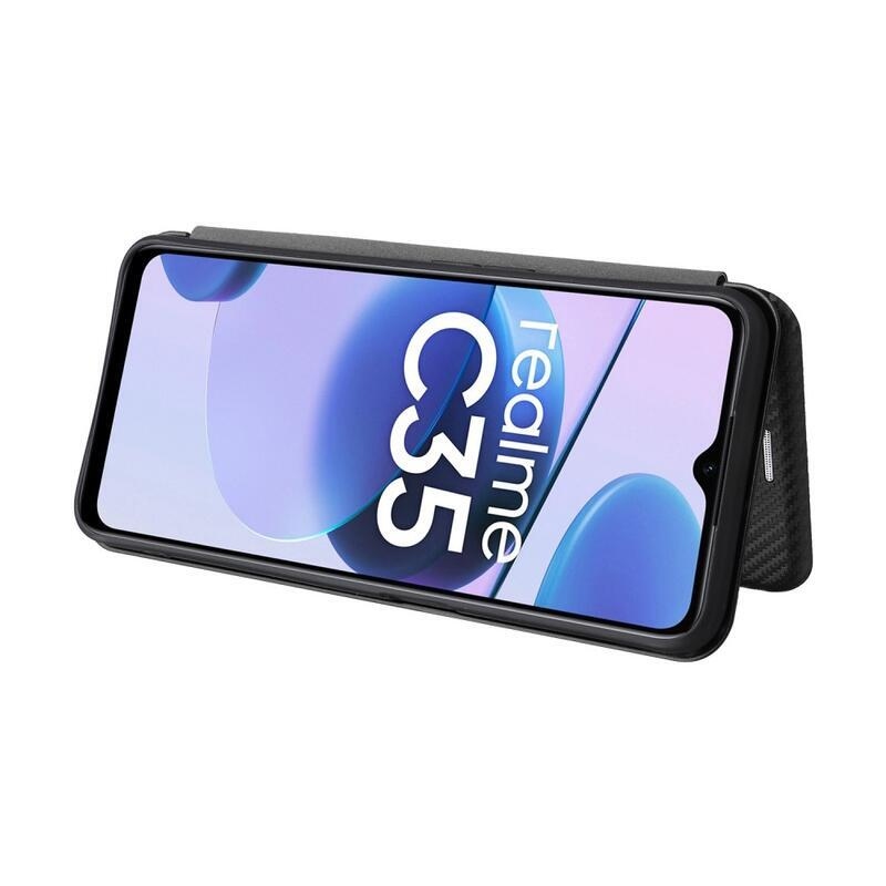 Szénszálas pénztárca tok mobiltelefonhoz Realme C35 - fekete