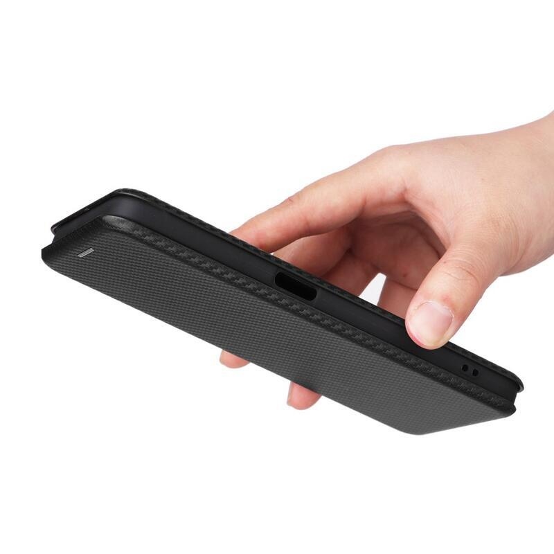 Szénszálas pénztárca tok mobiltelefonhoz Realme C35 - fekete