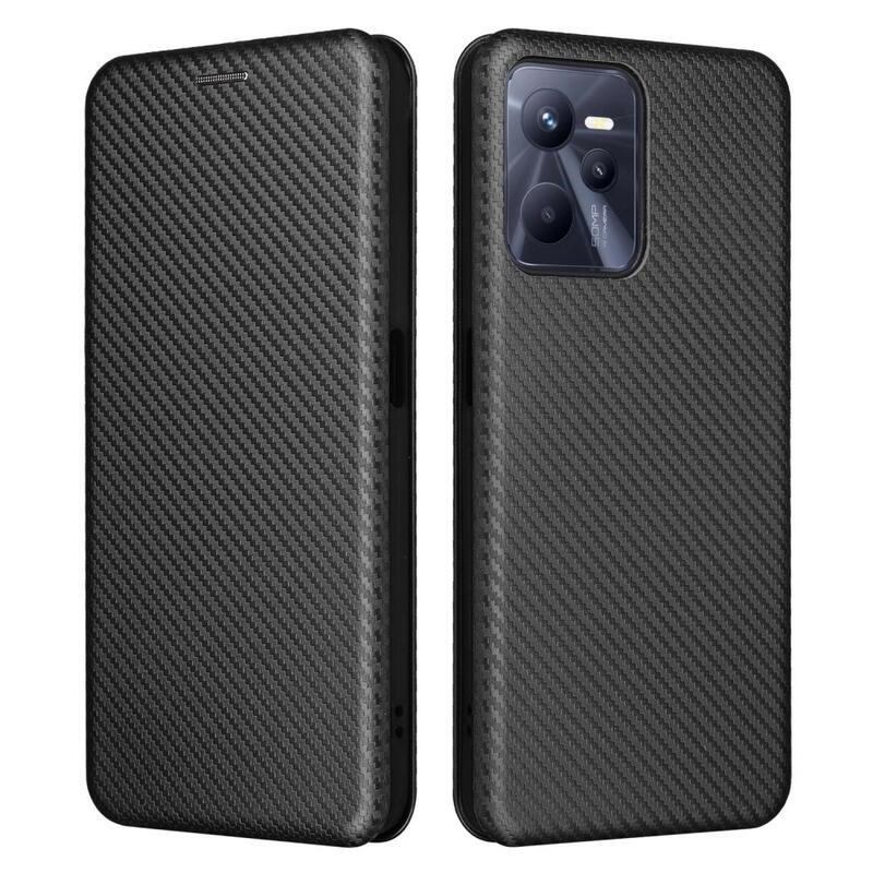 Szénszálas pénztárca tok mobiltelefonhoz Realme C35 - fekete