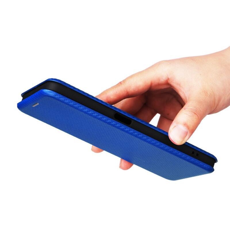 Szénszálas pénztárca tok mobiltelefonhoz Realme C35 - kék