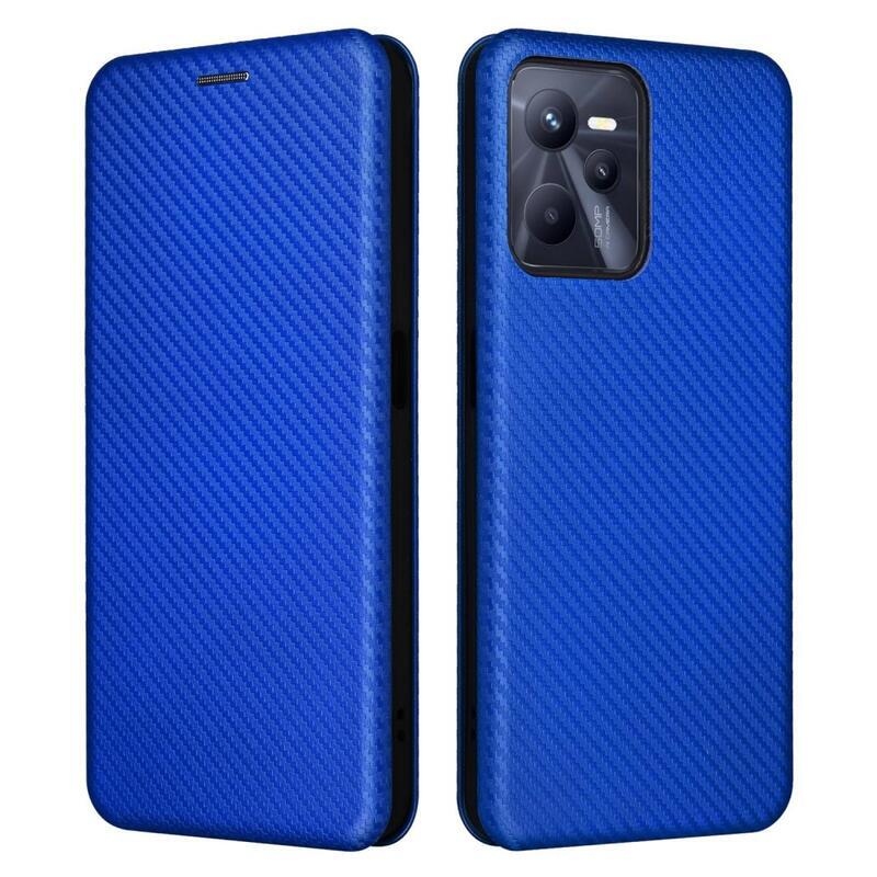 Szénszálas pénztárca tok mobiltelefonhoz Realme C35 - kék