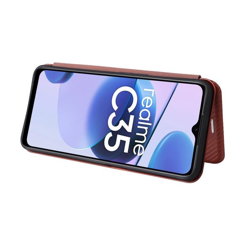 Szénszálas pénztárca tok mobiltelefonhoz Realme C35 - narancssárga